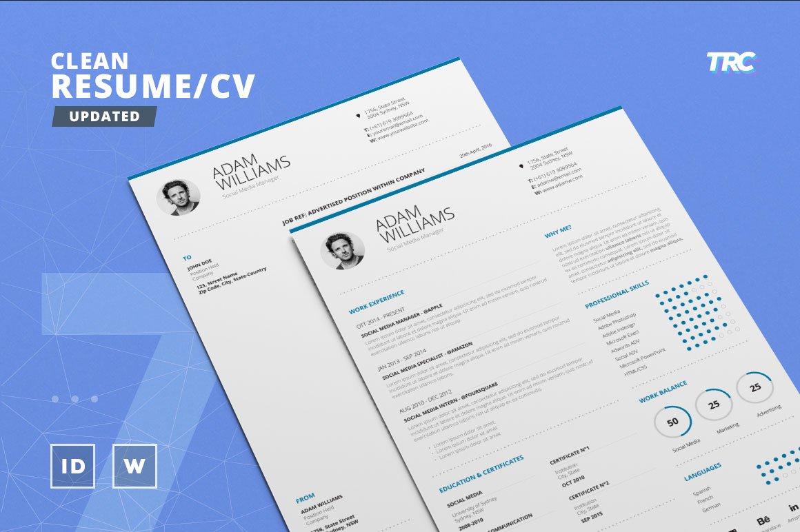 Clean Resume/Cv Template Volume 7 cover image.