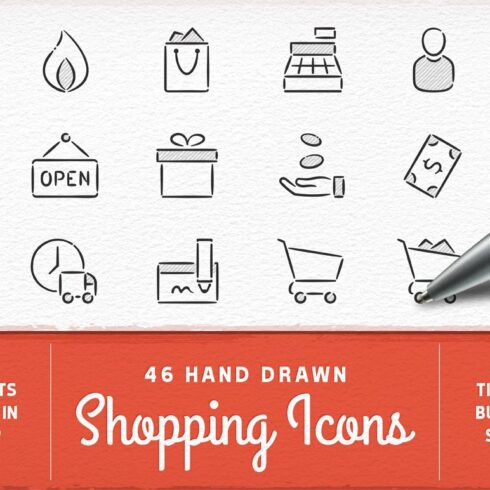 Hand Drawn Shopping Icons cover image.