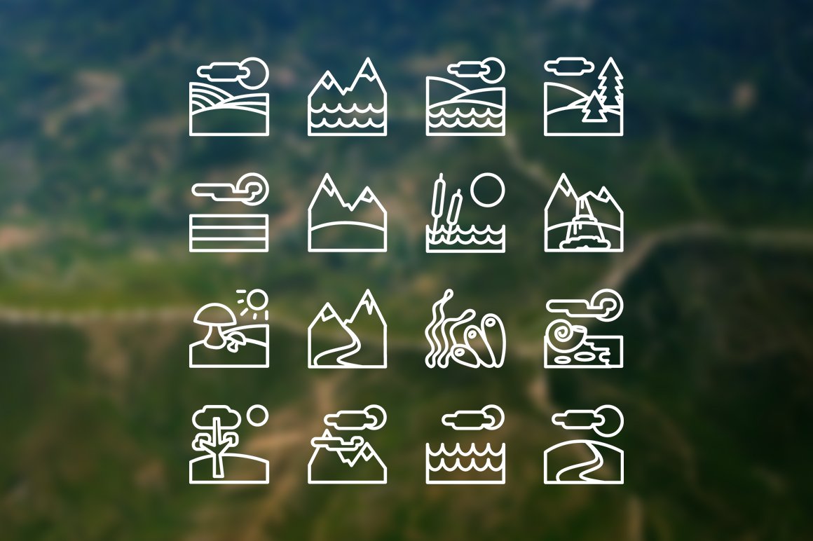 96 Landscape Icons cover image.