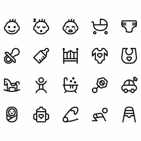 Baby Line Icons cover image.