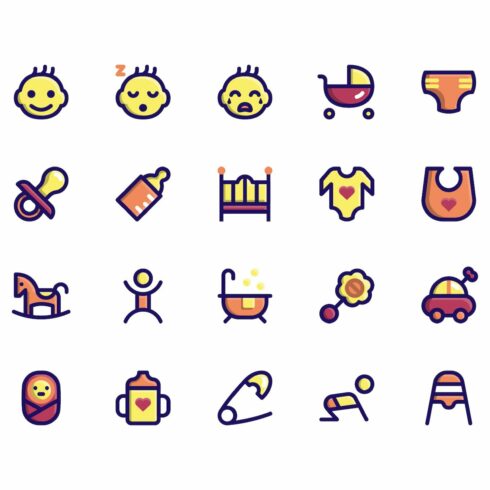 Baby Filled Line Icons cover image.