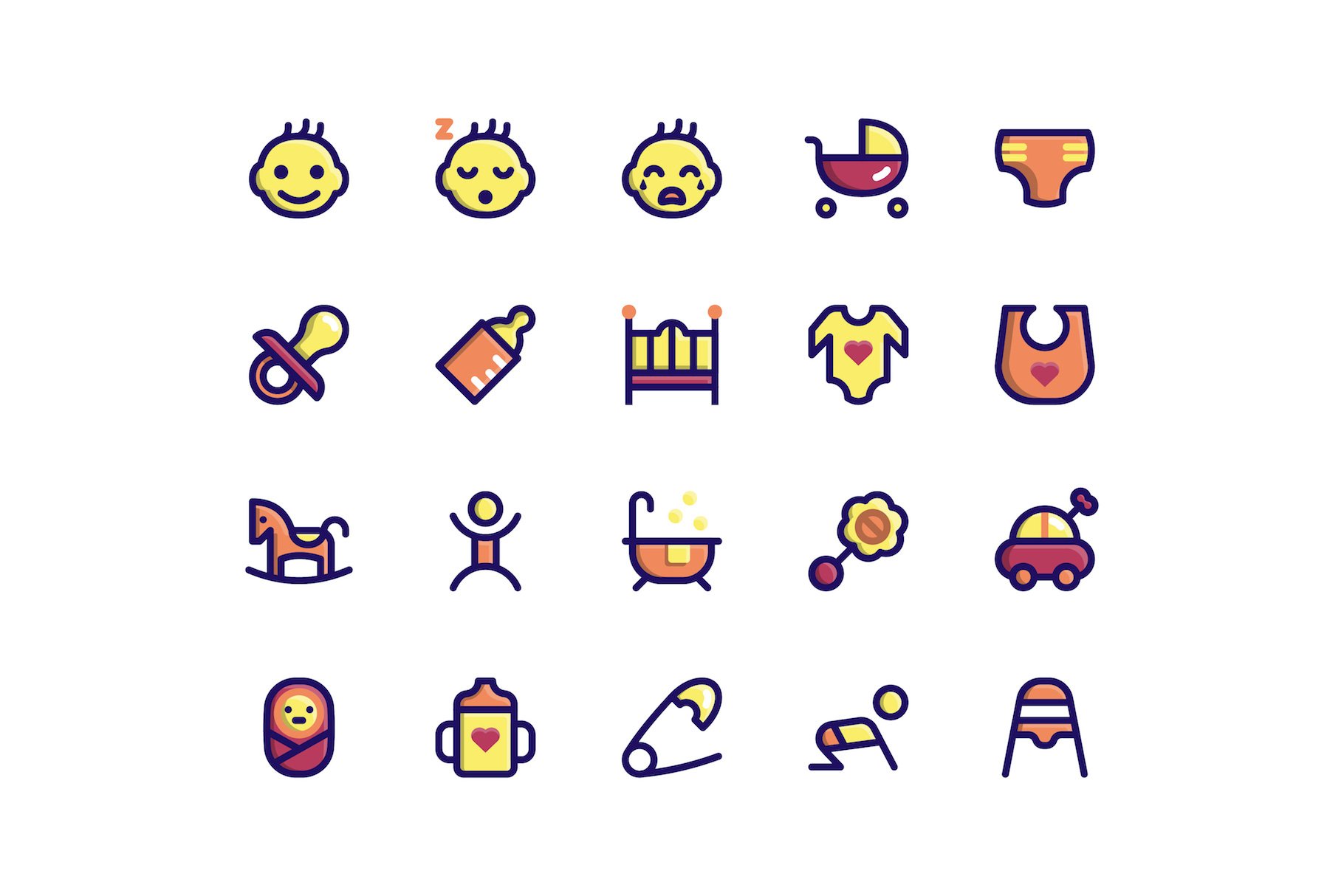 Baby Filled Line Icons cover image.