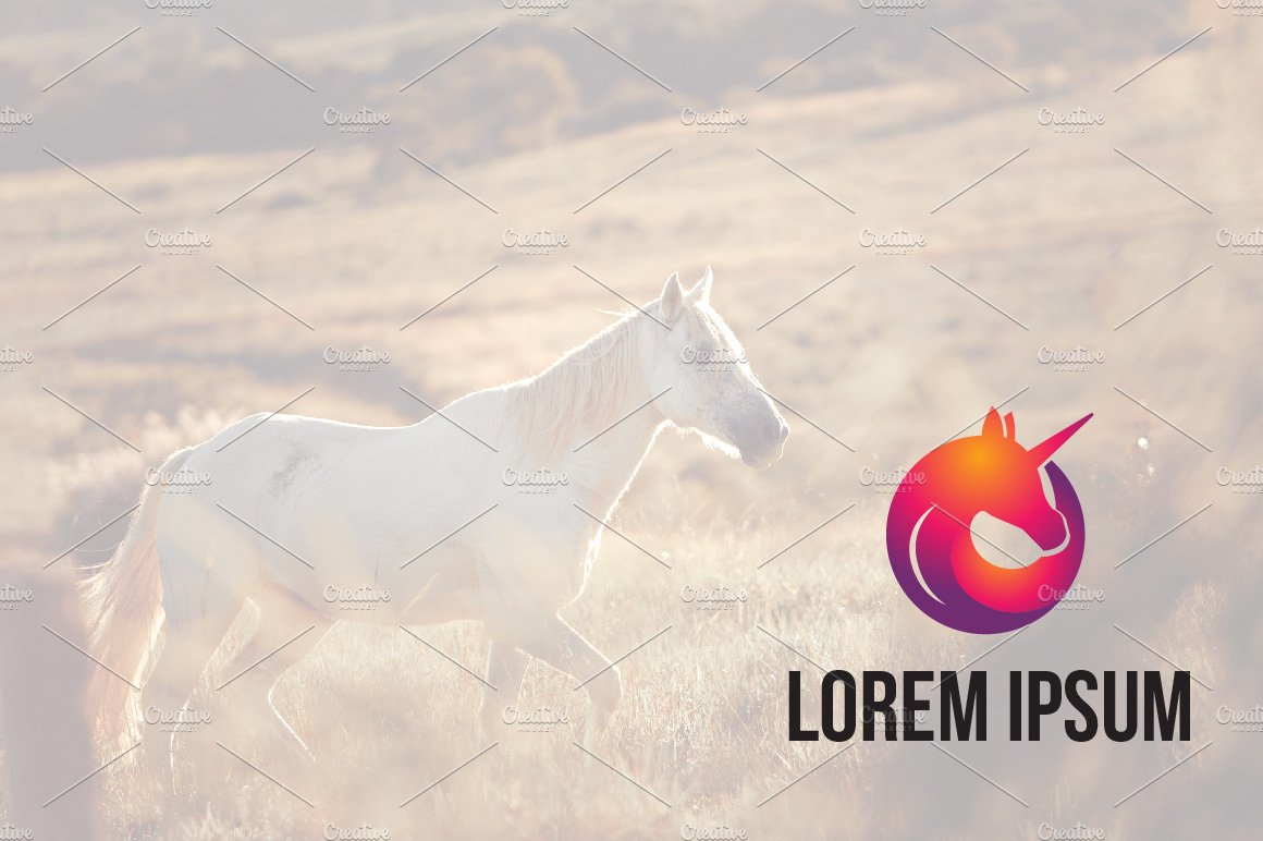 Beautiful Circle Unicorn Horse Logo preview image.