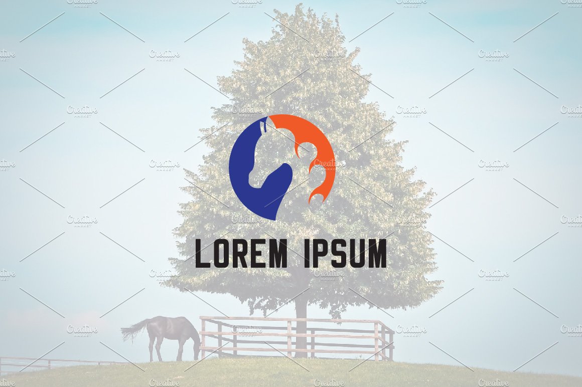 Elegant Abstract Horse Logo Template preview image.