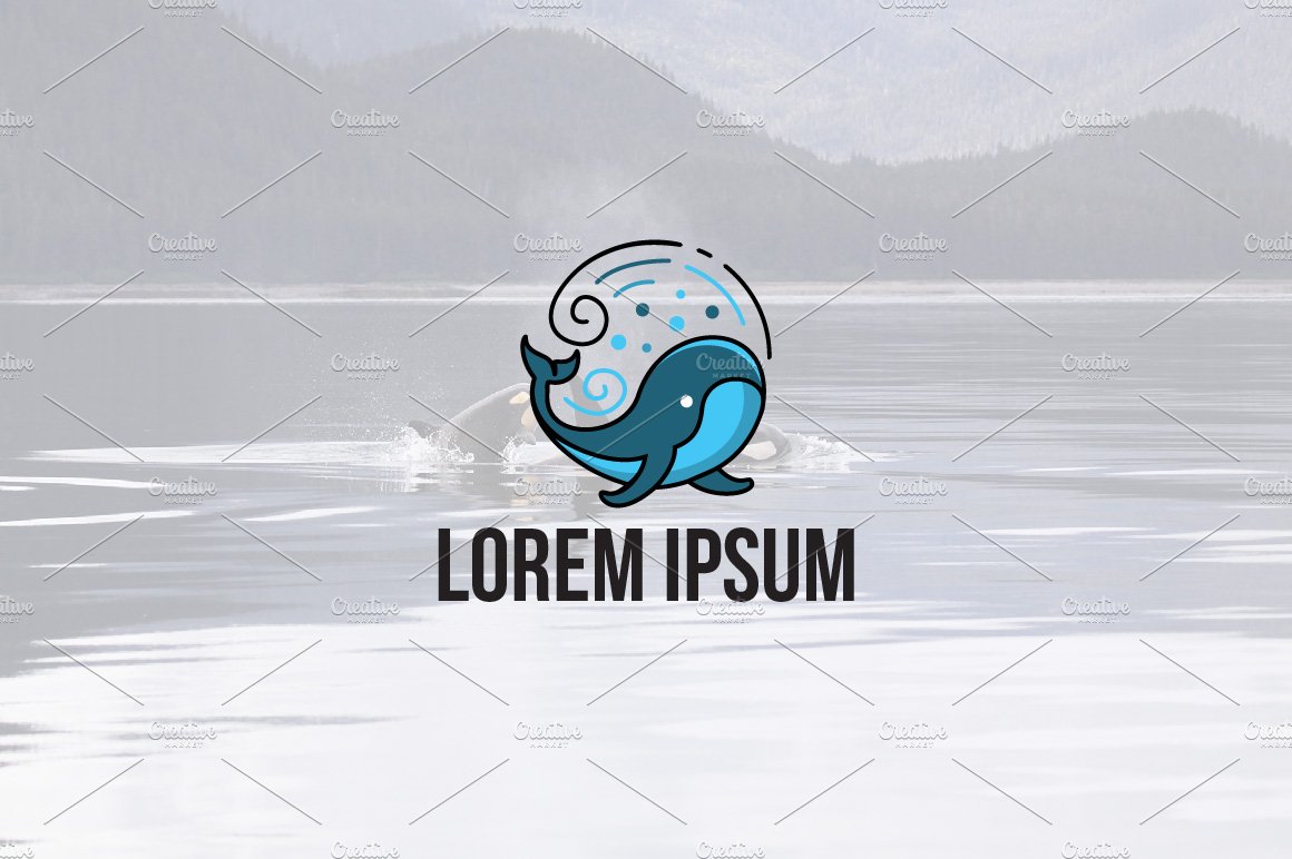 Unique Cute Big Whale Marine Logo preview image.