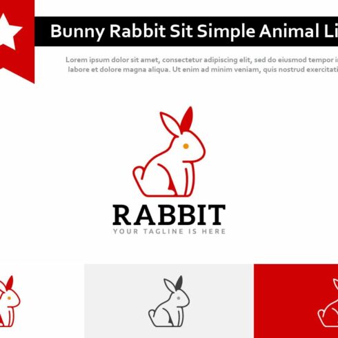 Bunny Rabbit Sit Simple Animal Logo cover image.