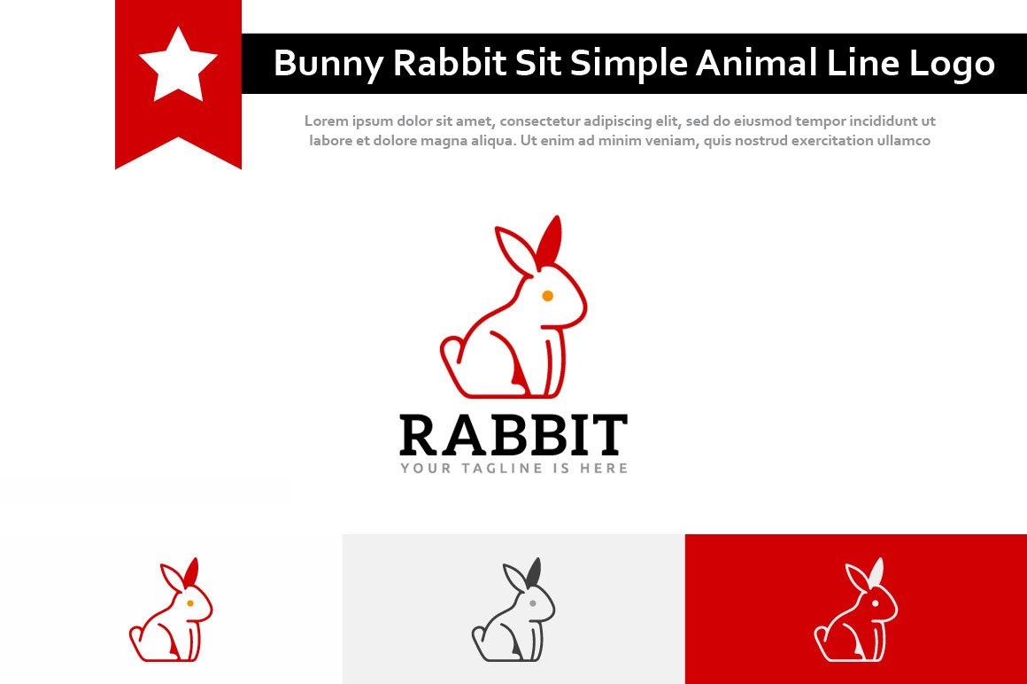 Bunny Rabbit Sit Simple Animal Logo cover image.