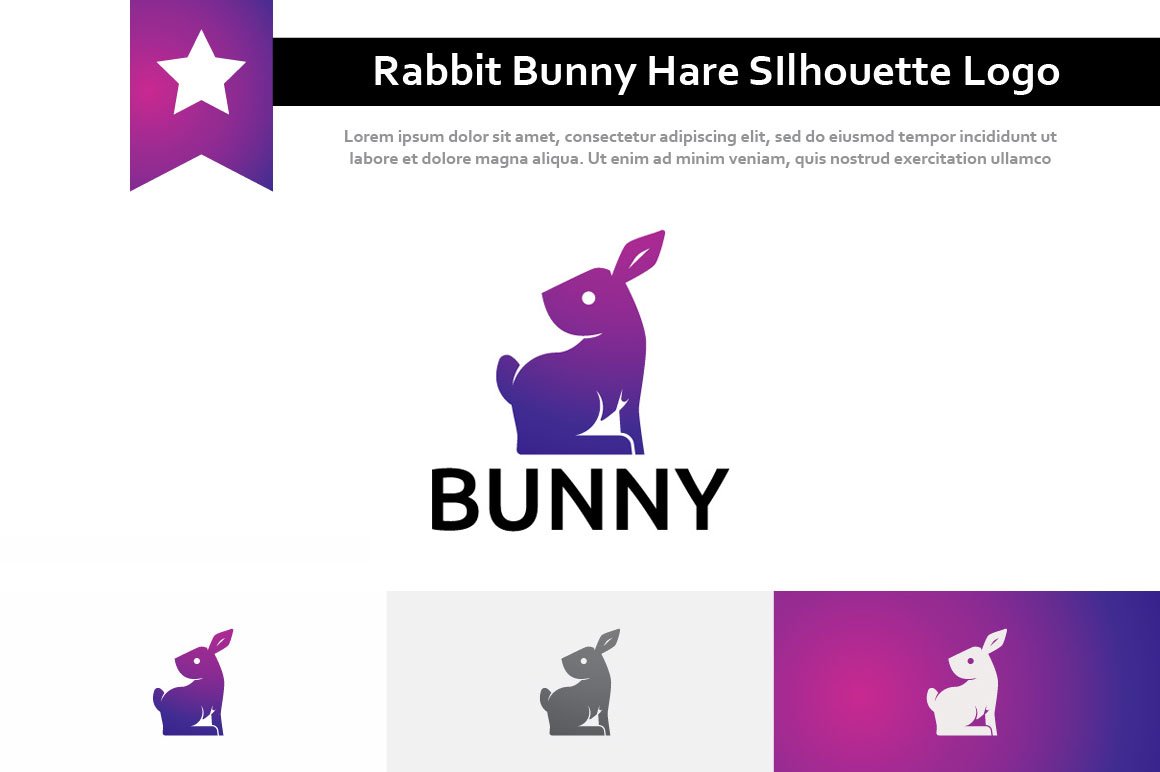 Rabbit Bunny Hare Silhouette Logo cover image.