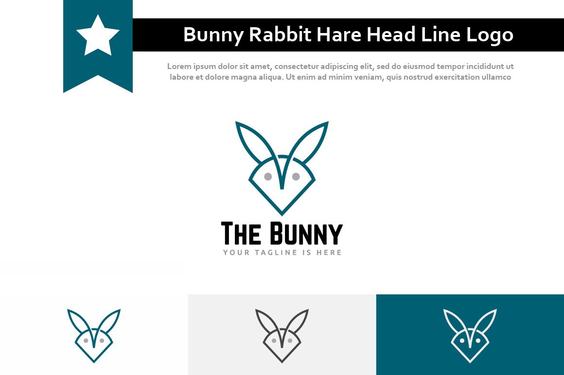 Bunny Rabbit Hare Head Modern Logo cover image.