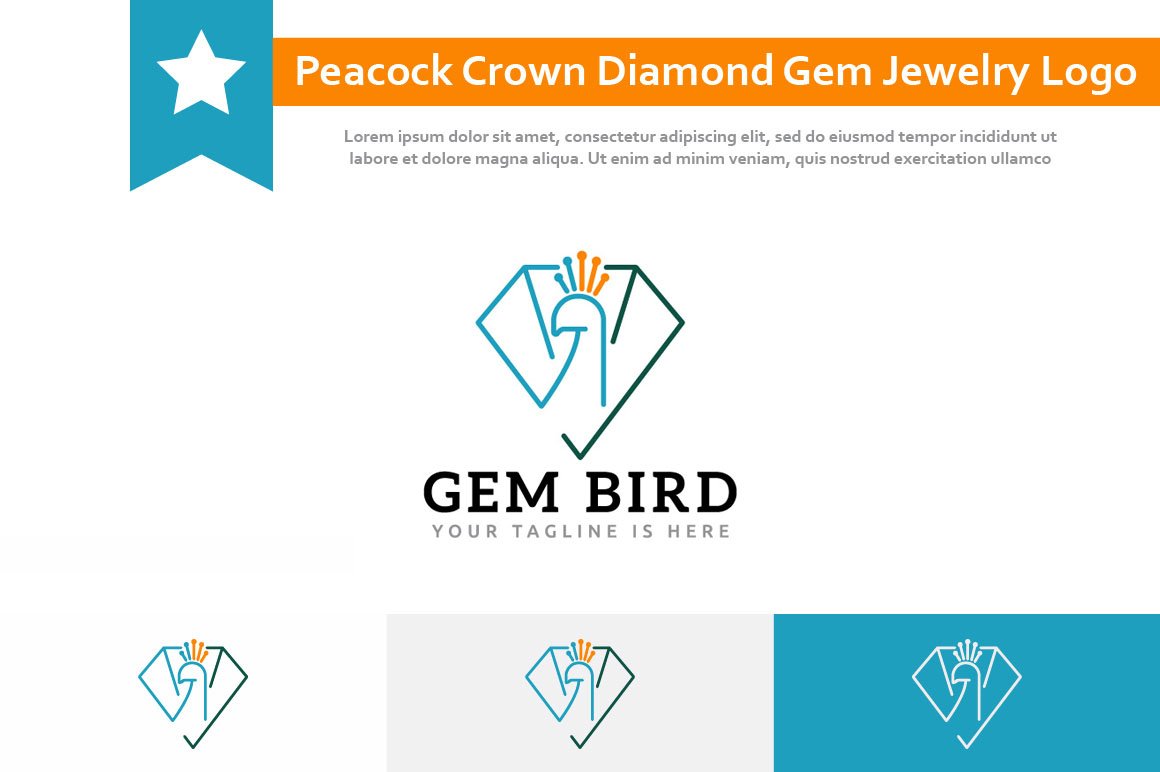 Peacock Crown Diamond Gem Logo cover image.