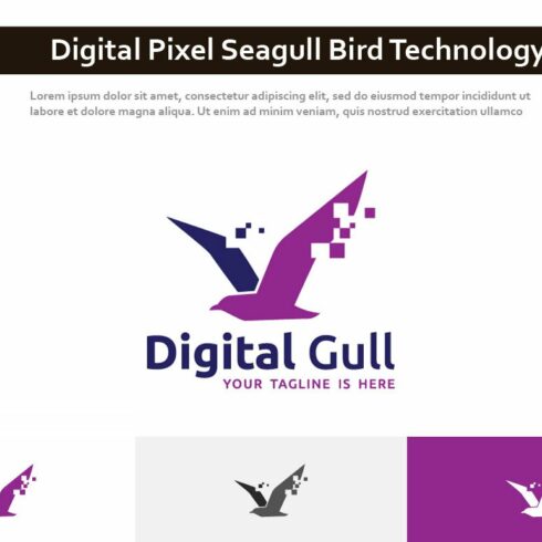 Digital Pixel Seagull Bird Logo cover image.