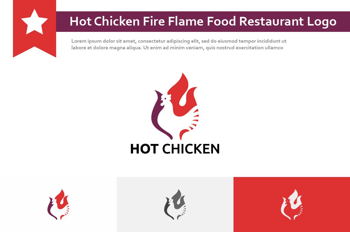 Hot Chicken Fire Grilled Food Logo cover image.