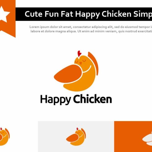 Cute Fun Fat Happy Chicken Logo cover image.