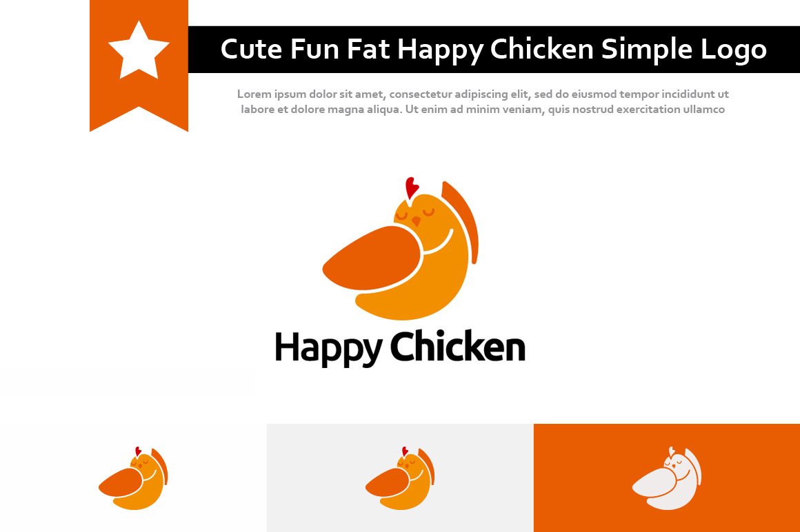 Cute Fun Fat Happy Chicken Logo cover image.