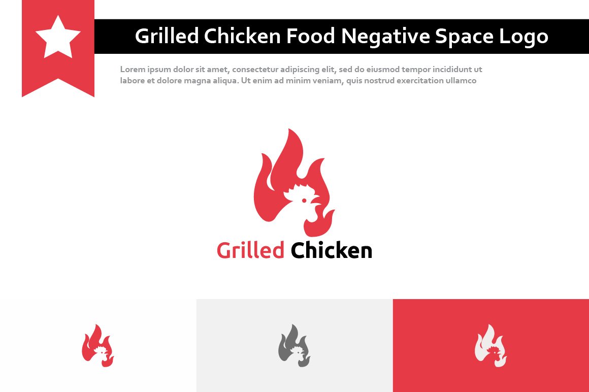 Grilled Chicken Negative Space Logo cover image.