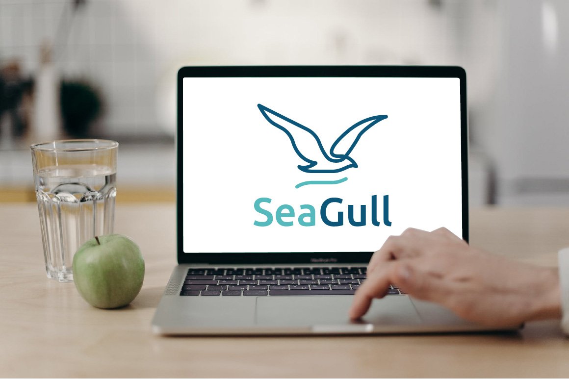 Seagull Bird Flying Sea Beach Logo preview image.