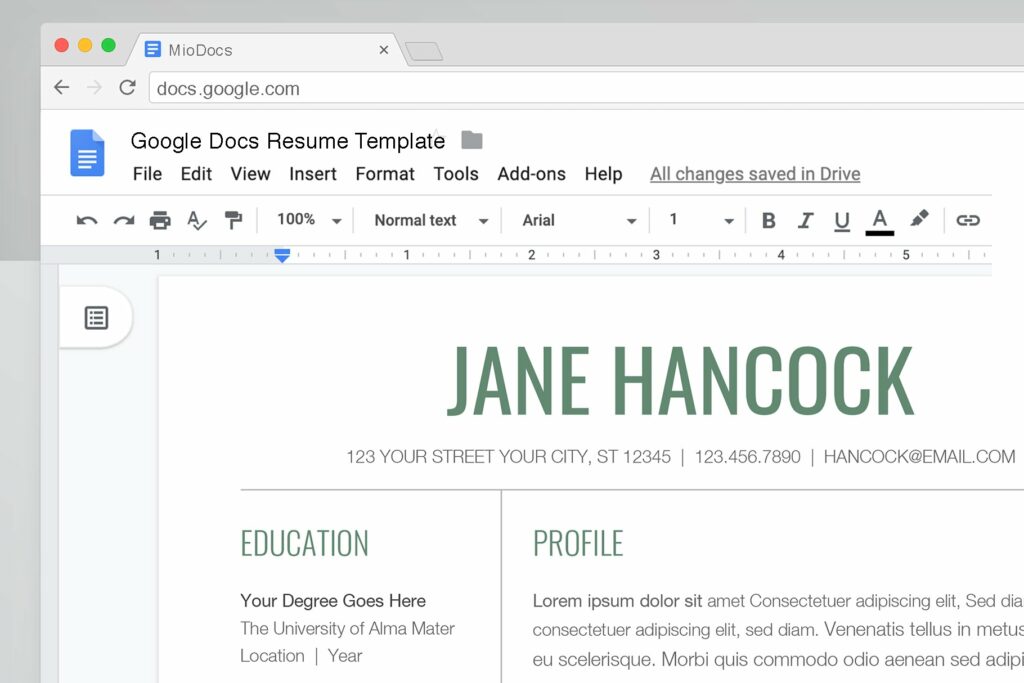 Google Docs Resume Template – MasterBundles