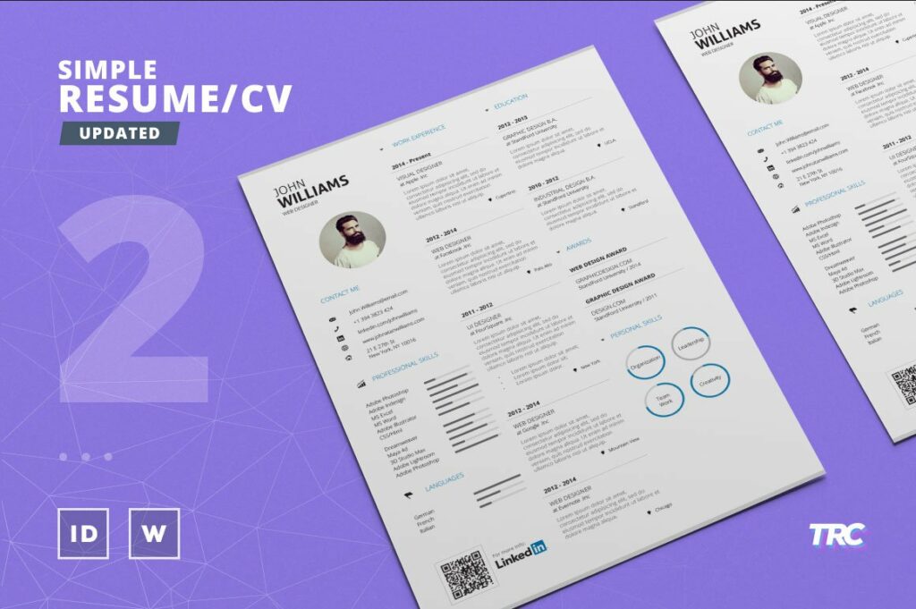 Simplecv Format Textbook Format Simple Resume/Cv Template Volume 2 – MasterBundles