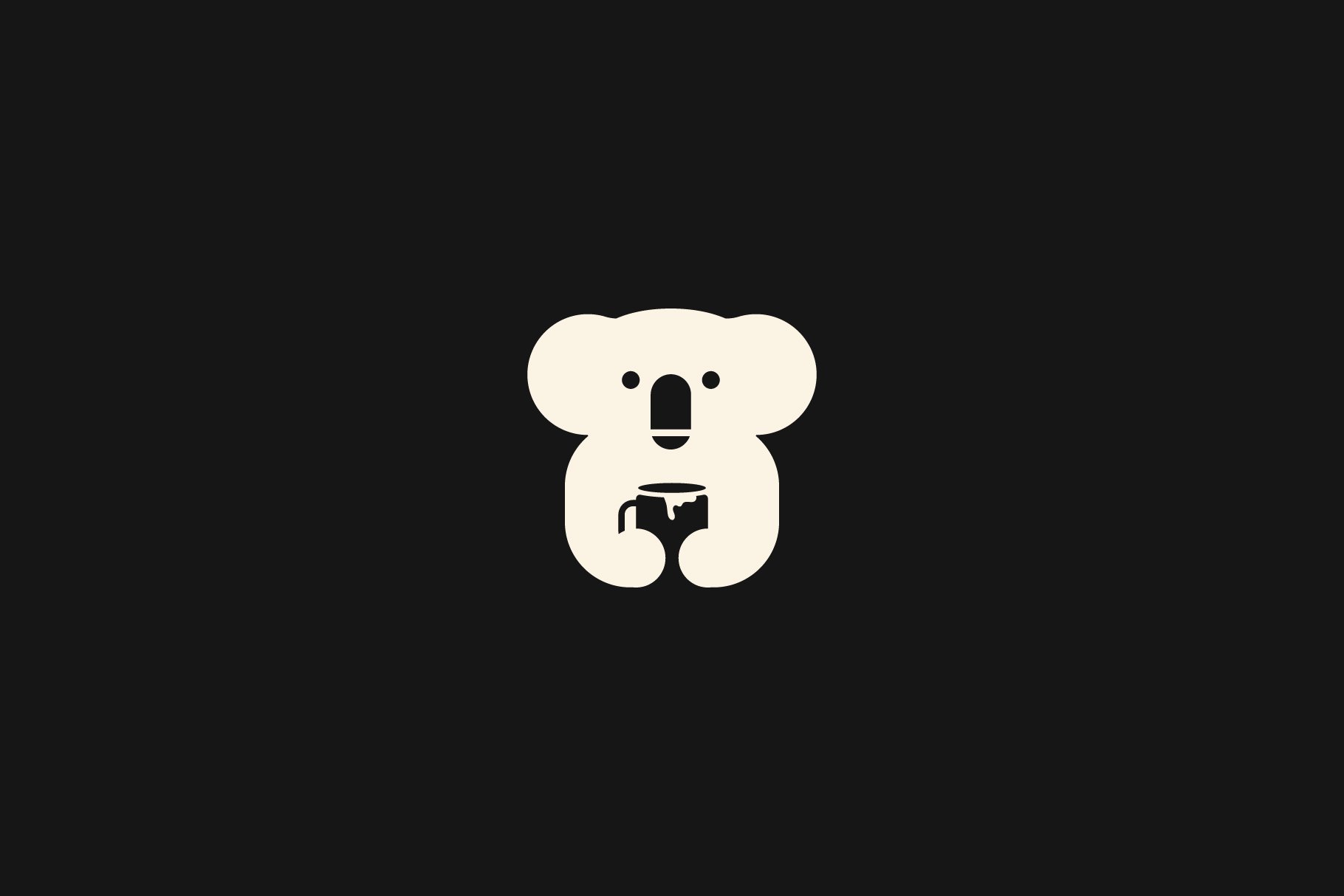 Koala drink a cup logo vector icon preview image.