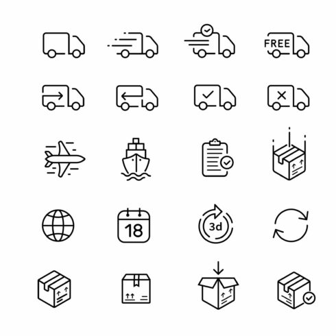 Shipping icons set. Delivery sign. cover image.