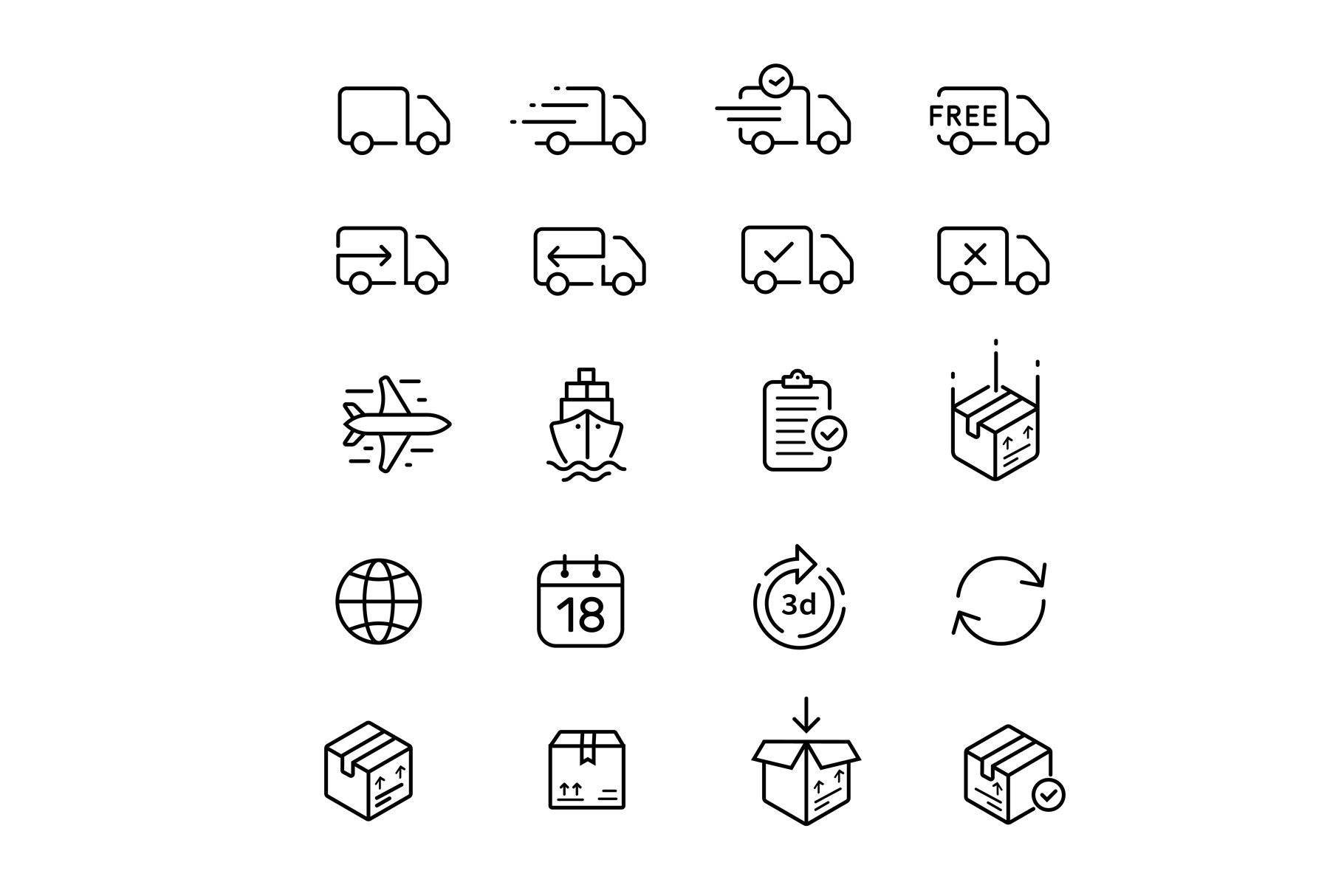 Shipping icons set. Delivery sign. cover image.