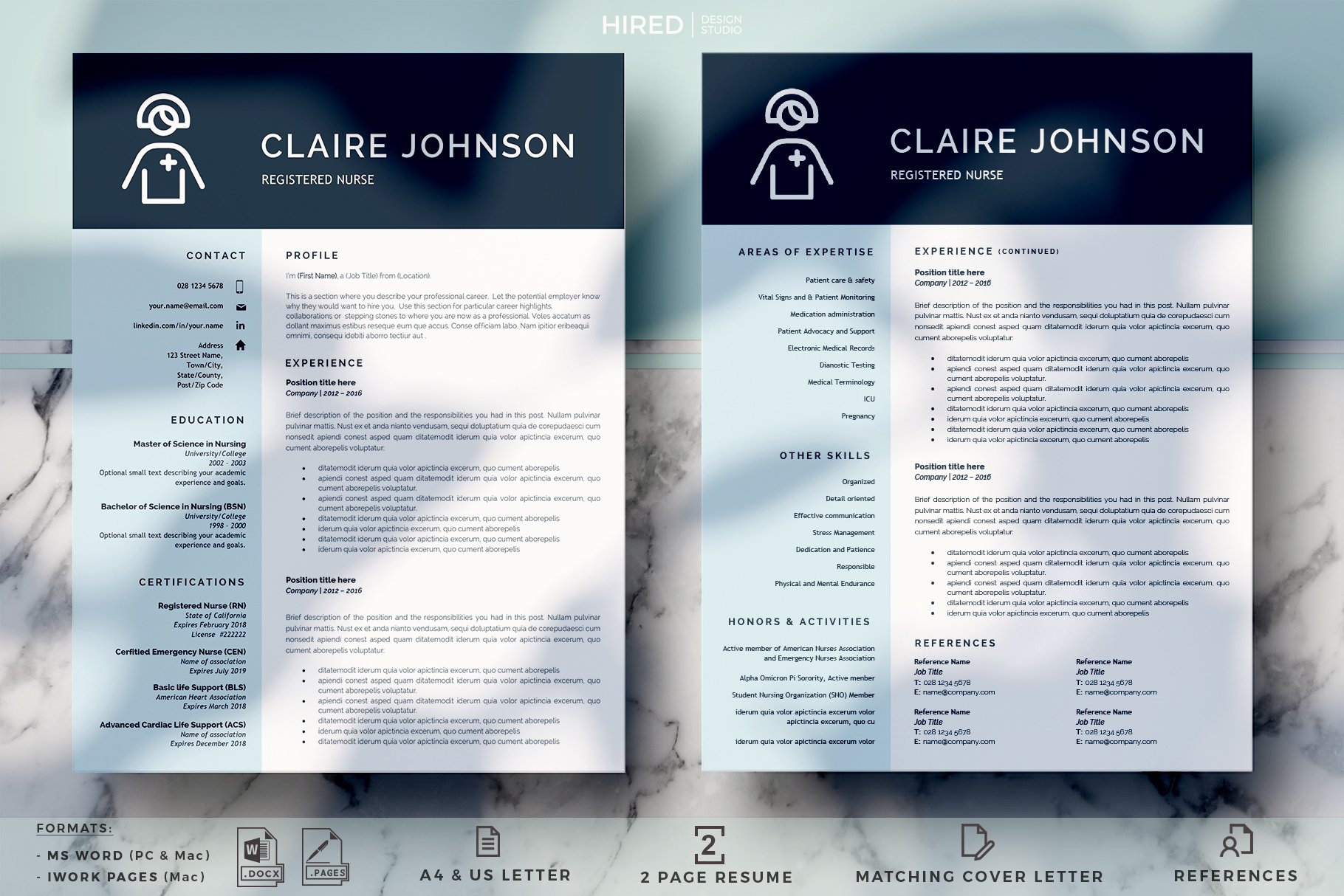 Nurse Resume Template | Nursing CV preview image.