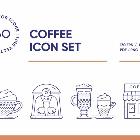 Coffee House Line Icon Set cover image.
