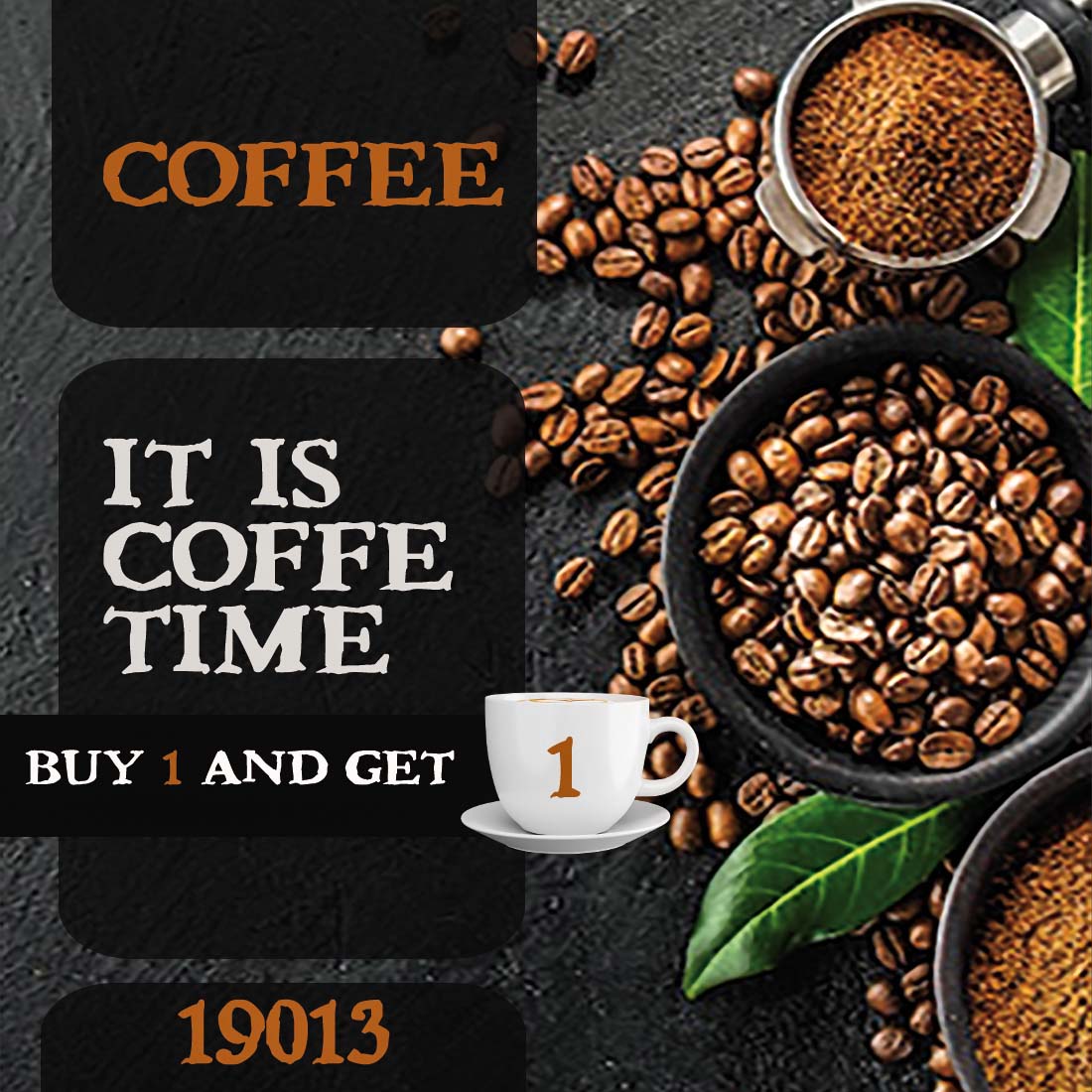 psd coffee template preview image.