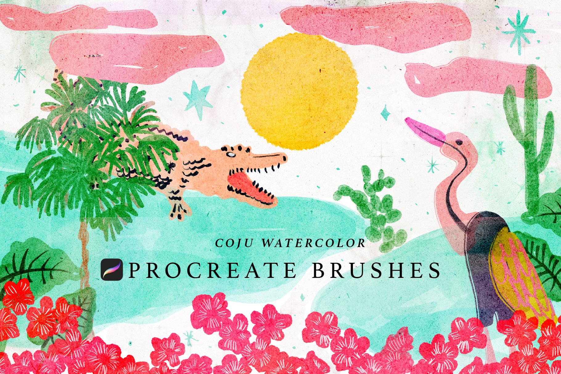 Procreate Summer Watercolor Brushes cover image.