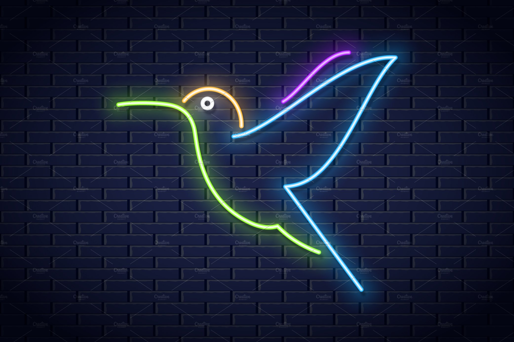 Hummingbird neon logo design. cover image.