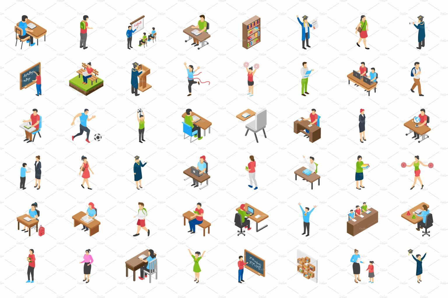 100 Education Isometric Icons – MasterBundles