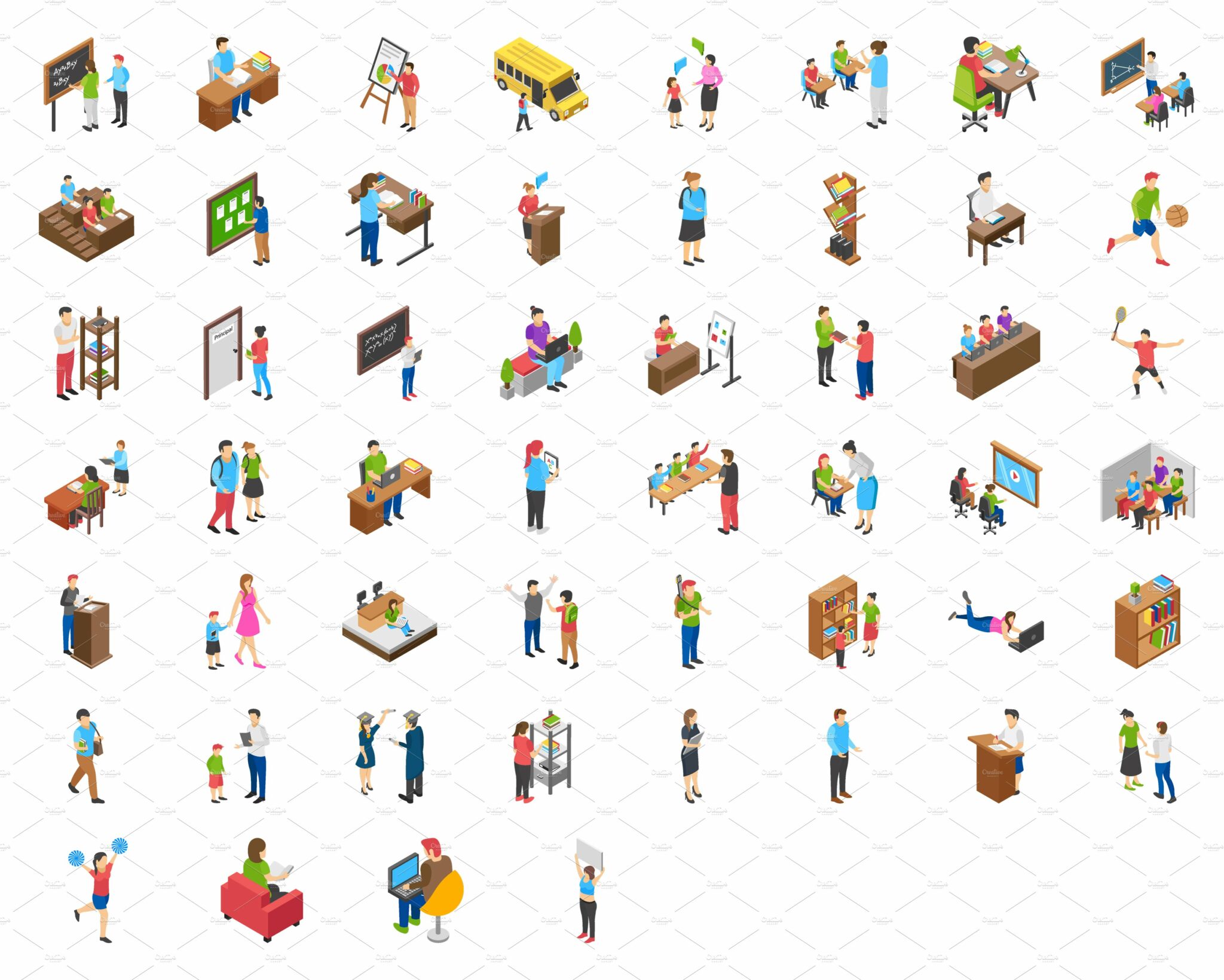 100 Education Isometric Icons – MasterBundles