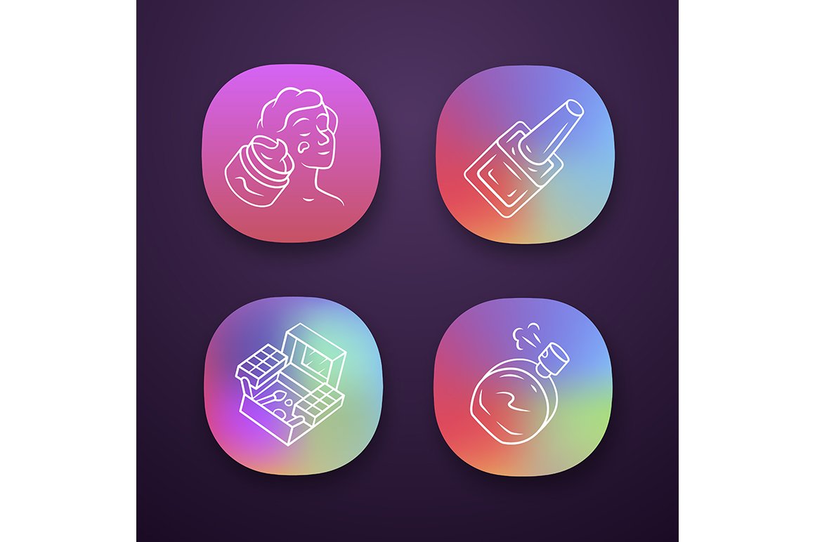 Make up products app icons set cover image.
