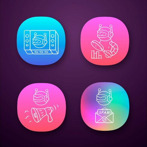 Web robots app icons set cover image.