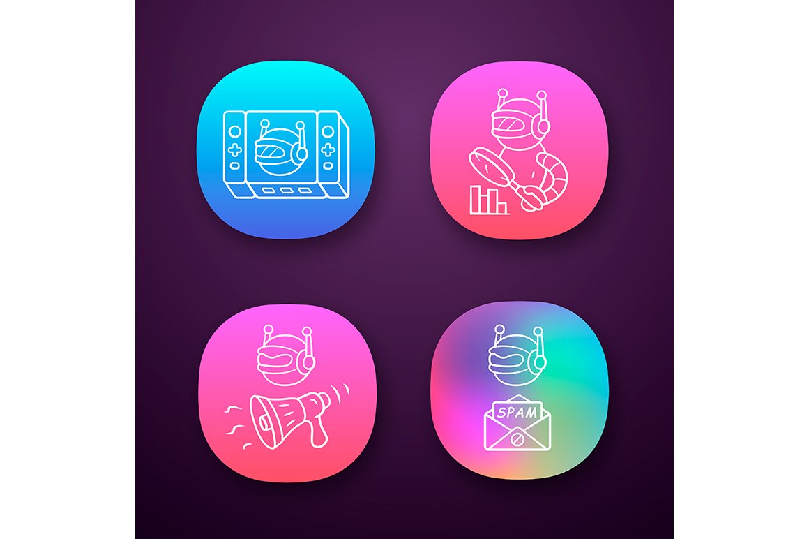 Web robots app icons set cover image.