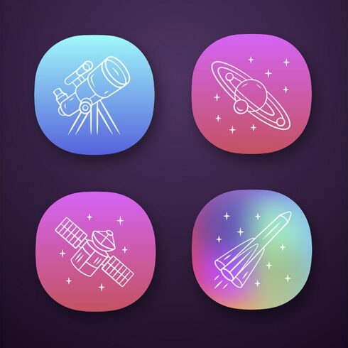Astronomy app icons set cover image.