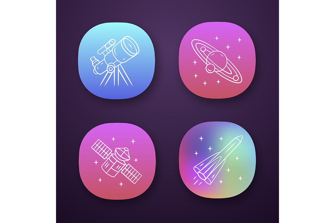 Astronomy app icons set cover image.