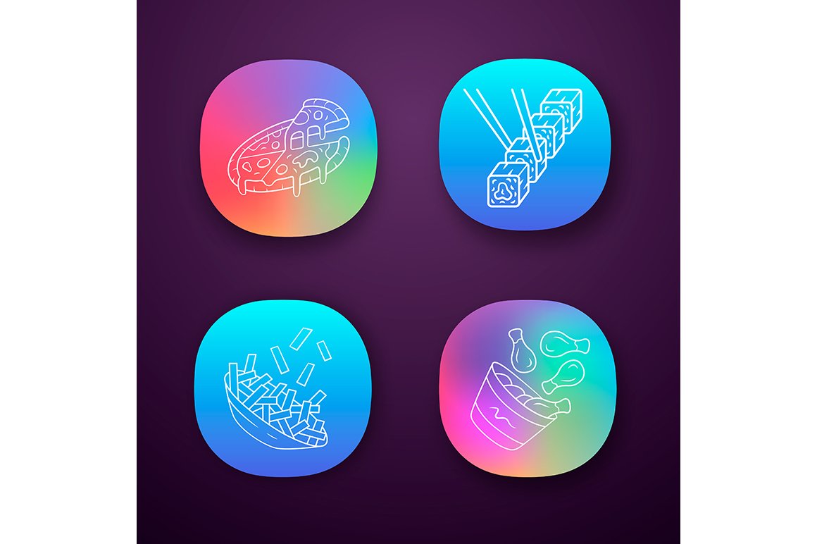 Fast food app icons set cover image.