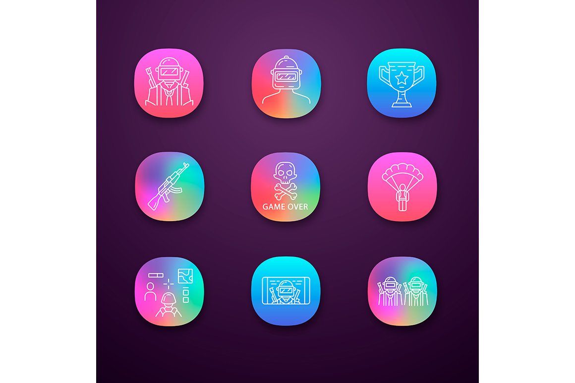 Game inventory app icons set cover image.