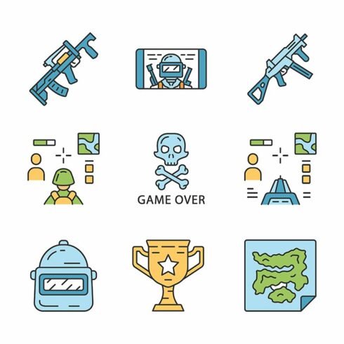 Online game inventory icons set cover image.