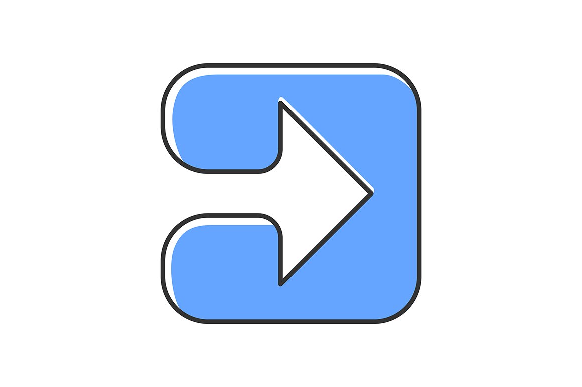 Blue arrow in square color icon cover image.