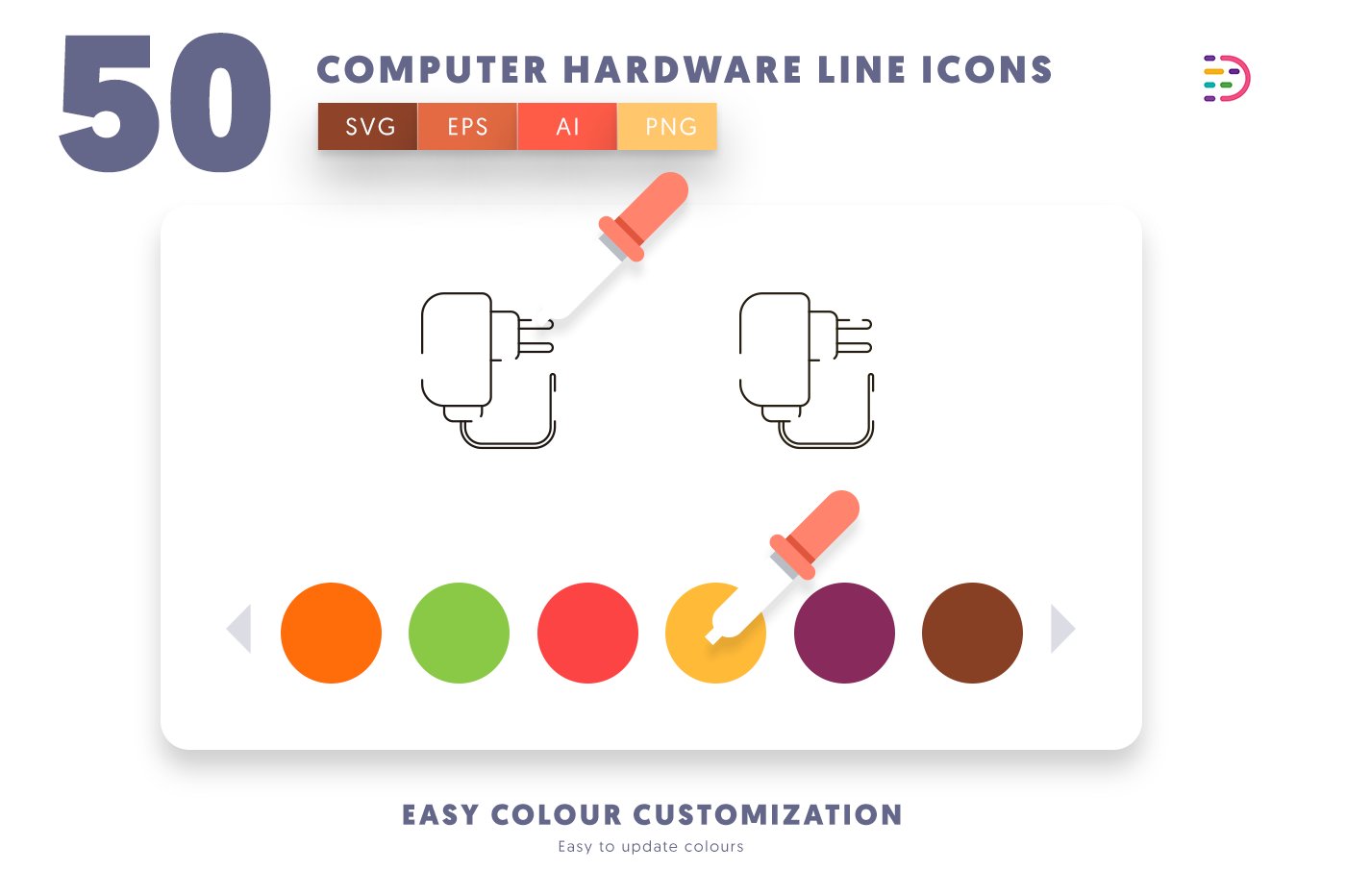 computer hardware line icons cover 7 121