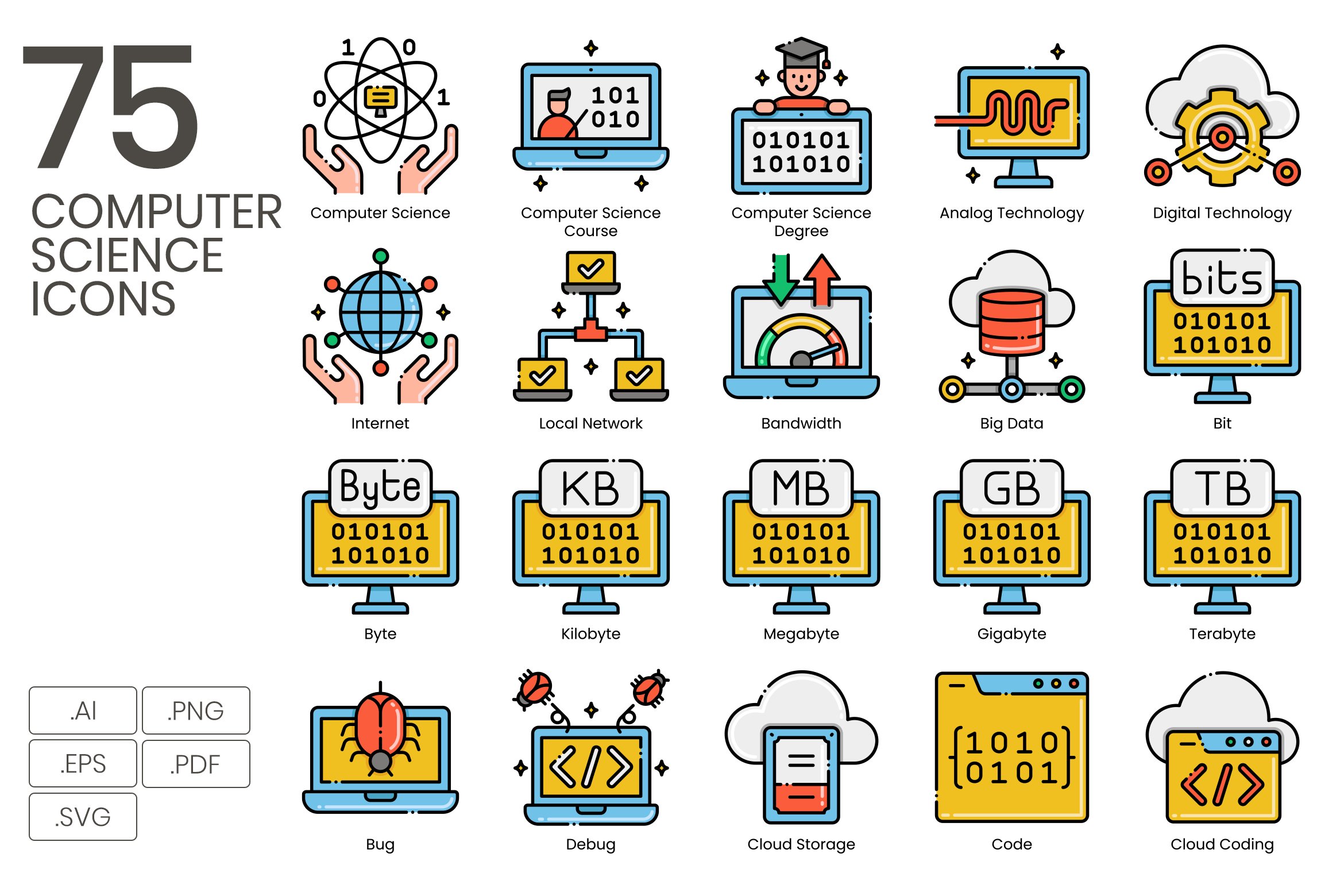 75 Computer Science Icons | Aestheti cover image.