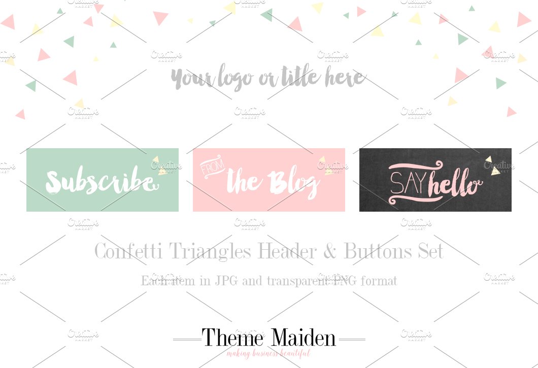 Confetti Triangles Header Button Set preview image.