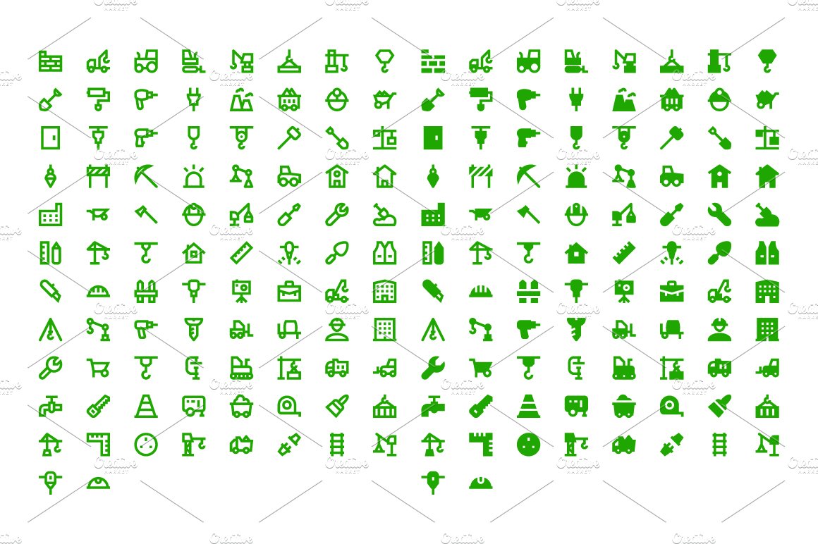180 Material Construction Icons preview image.