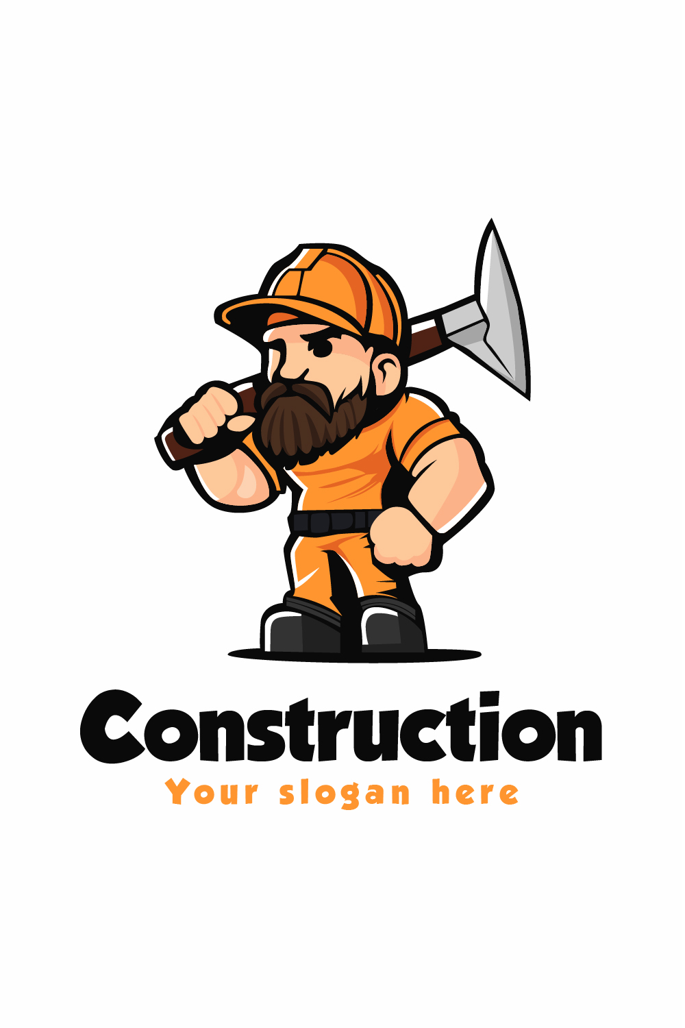 Construction man Mascot logo Template pinterest preview image.