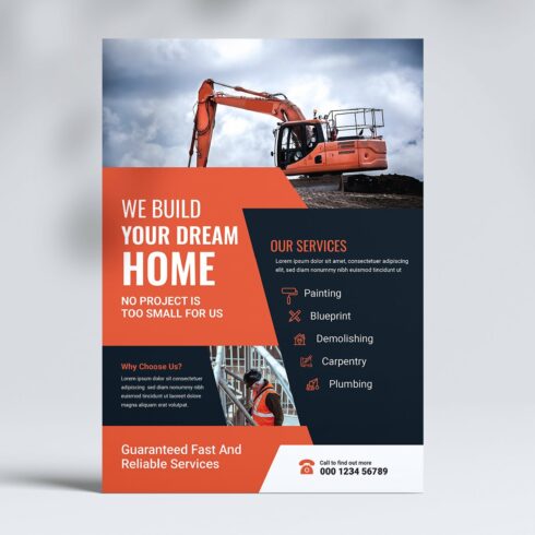 Construction Business Flyer Template cover image.
