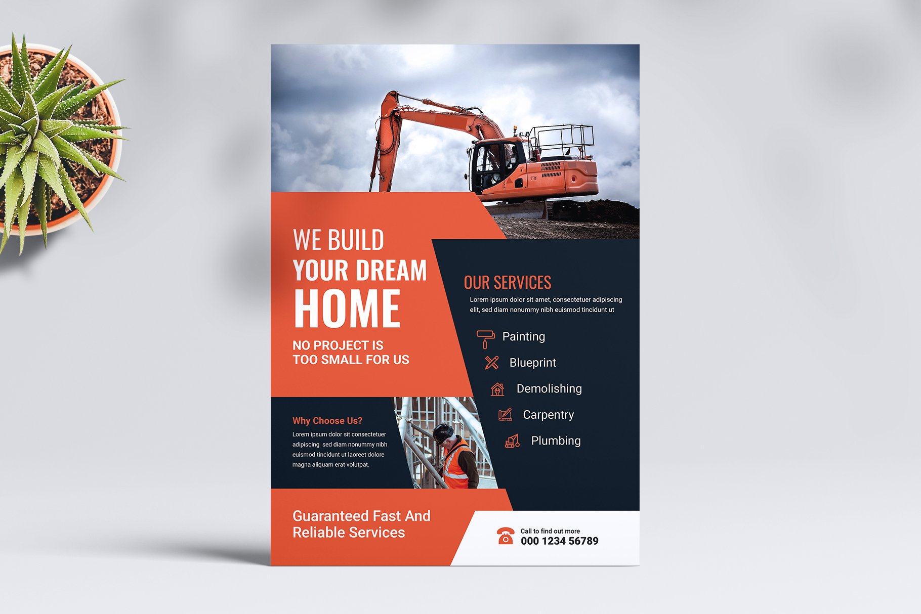 Construction Business Flyer Template cover image.