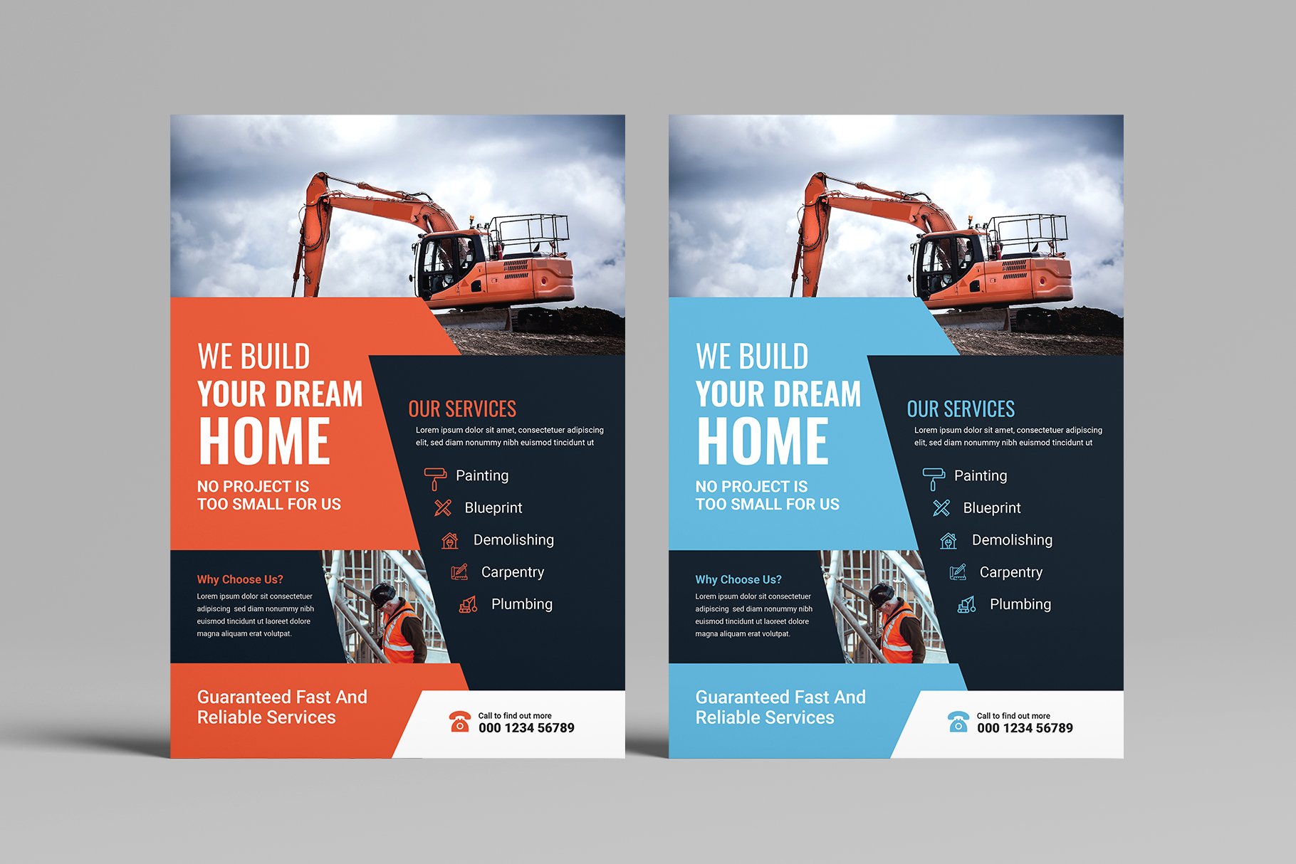 Construction Business Flyer Template preview image.