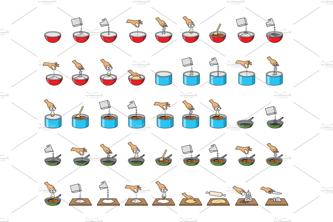 45 VECTOR ICONS - COOKING SYMBOLS preview image.
